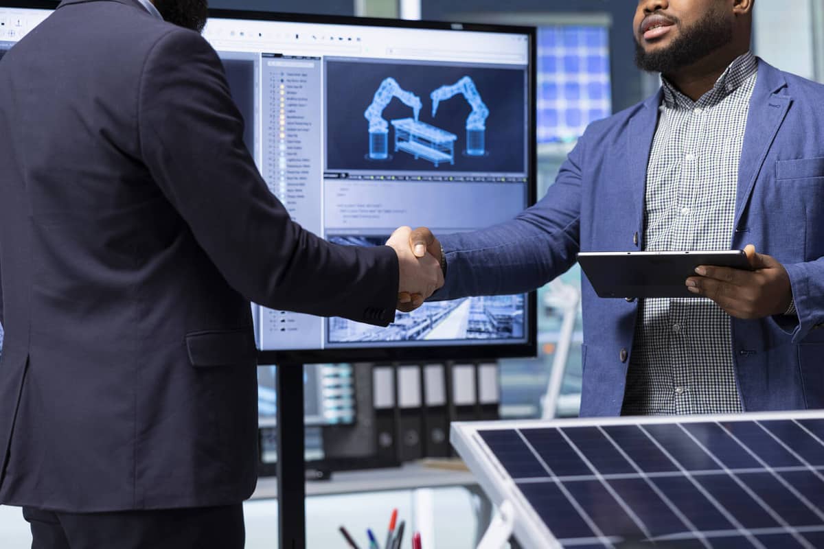 Engineering partners reviewing an industrial energy project in Morocco