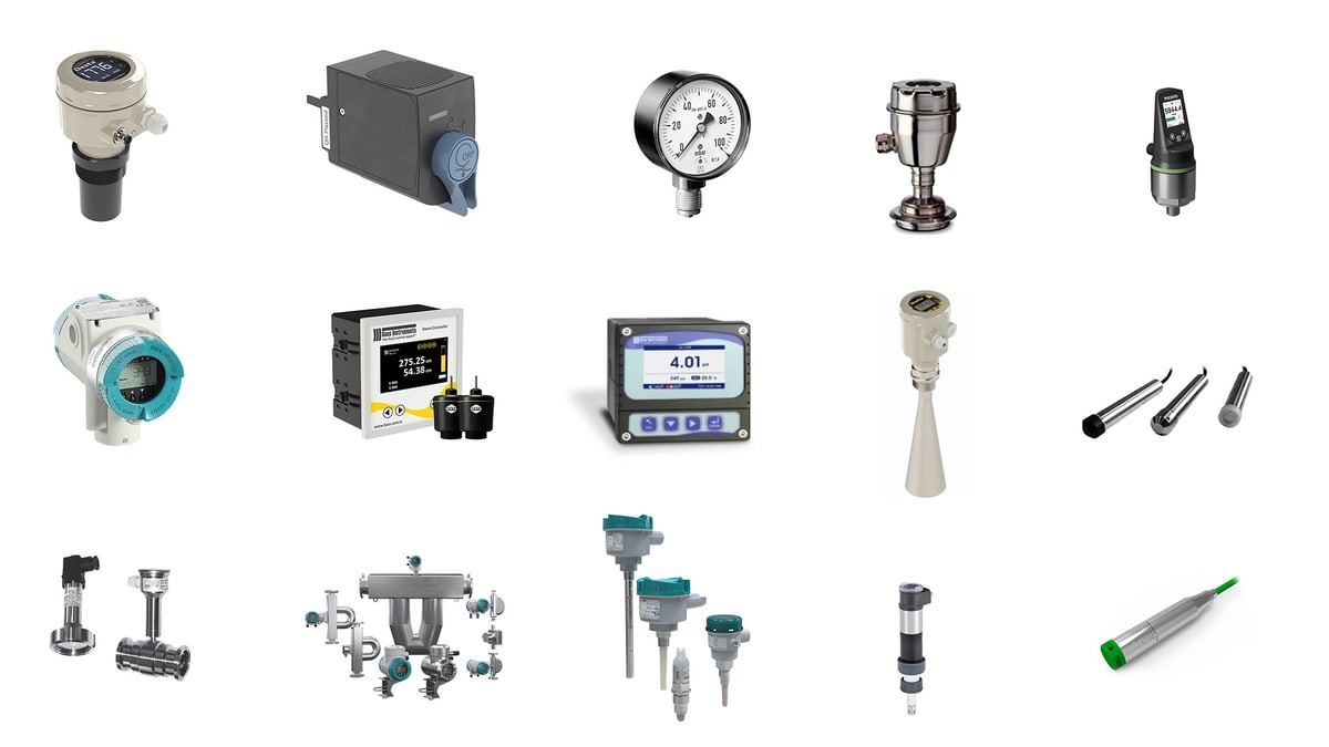 Selection of industrial pressure, level, flow and analytical instruments